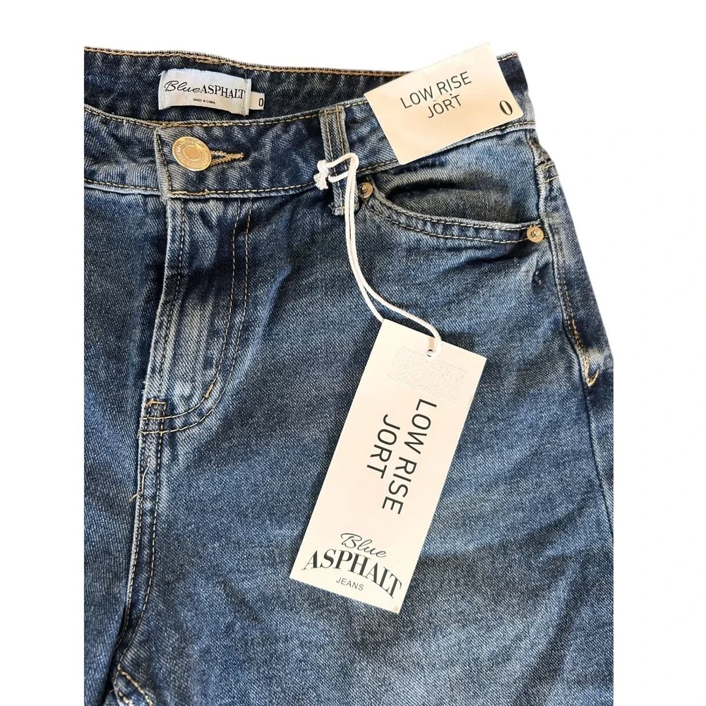Blue Asphalt Womens Low Rise Denim Jorts Baggy Skater Shorts Blue‎ Size 0 NWT